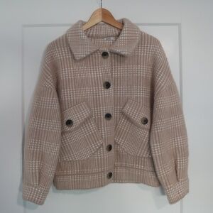 2Bella Womens Soft Plaid Jacket Beige~